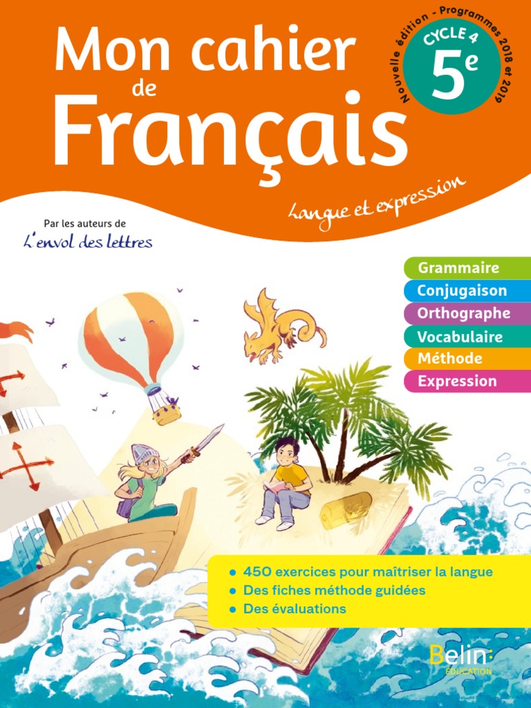 Page De Garde Cahier De Francais 6eme La Fontaine Prof Cahier Francais 5e | PDF | Phrase | Verbe