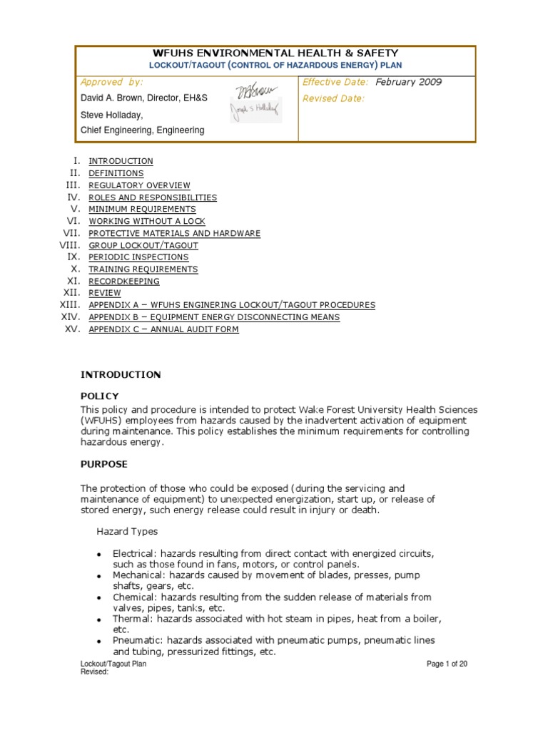 Lockout Tagout Plan | PDF | Mechanical Engineering | Engineering