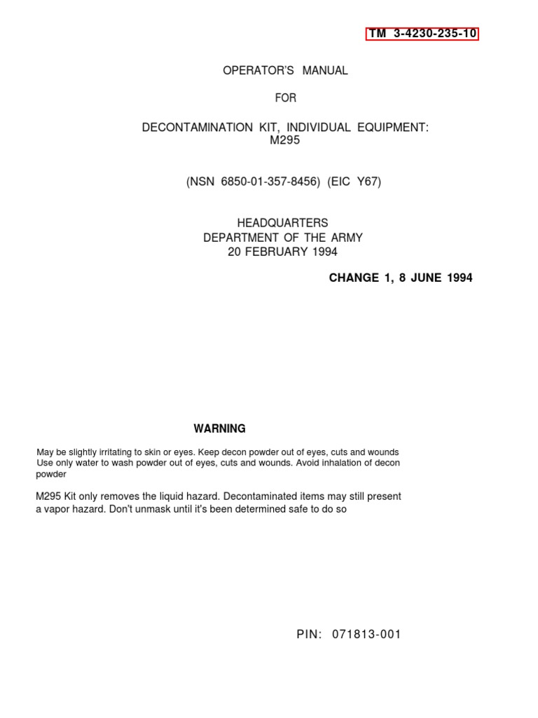 M295 Decontamination Kit Manual | PDF | Corrosion | Network Packet