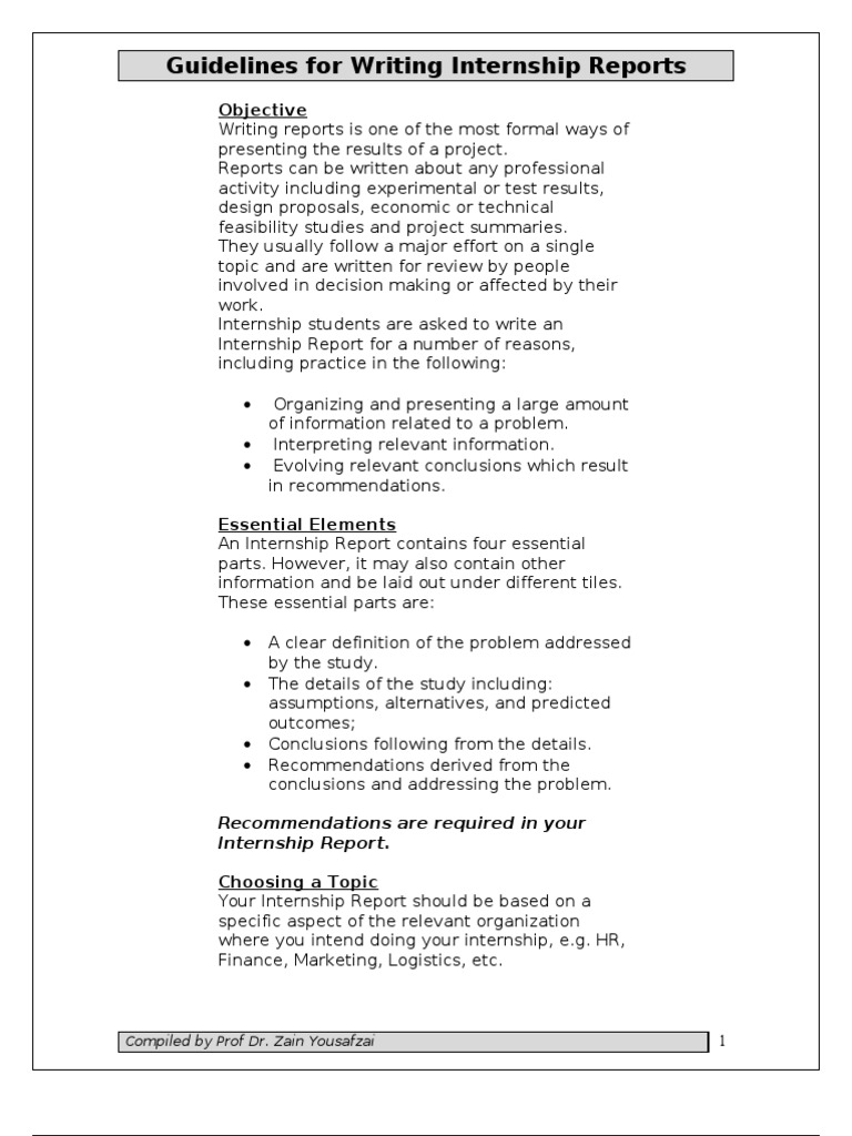 Guidelines How To Write An Internship Report | PDF