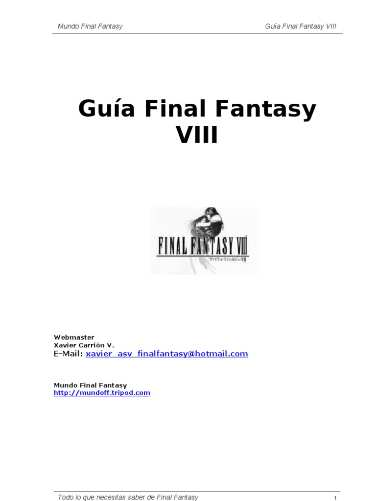 Guía Completa de Final Fantasy VIII | PDF | Ocio