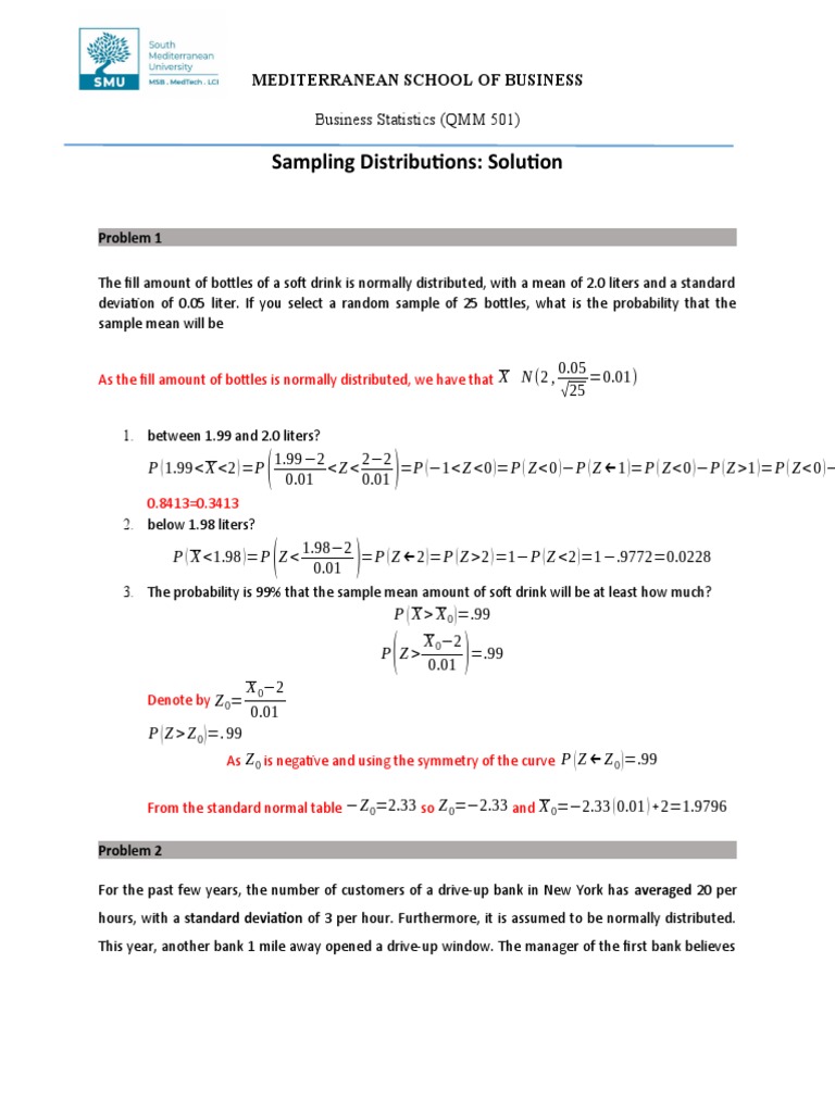 Business Statistics: Sampling Distributions | PDF | Probability ...