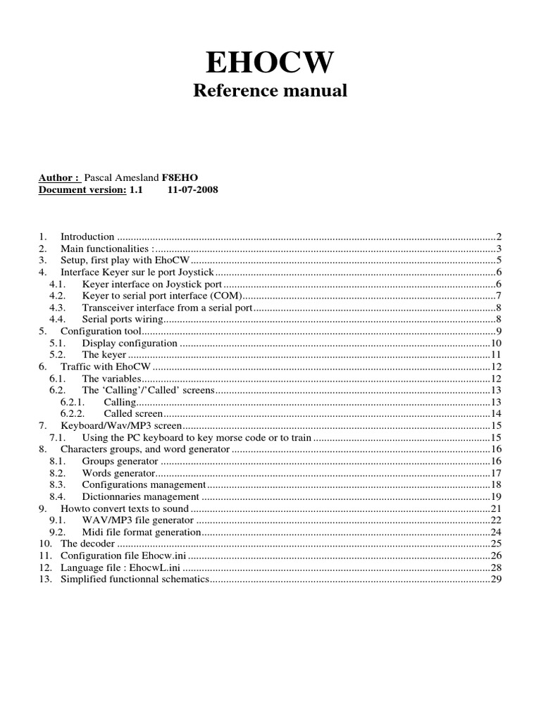 EhoCW Morse Keyer User Manual | PDF | Computer File | Power Supply