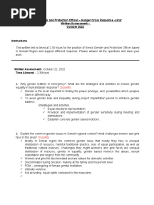 Written Assemsnet Questions For Senior Gender and Protection Officer-Somali (003