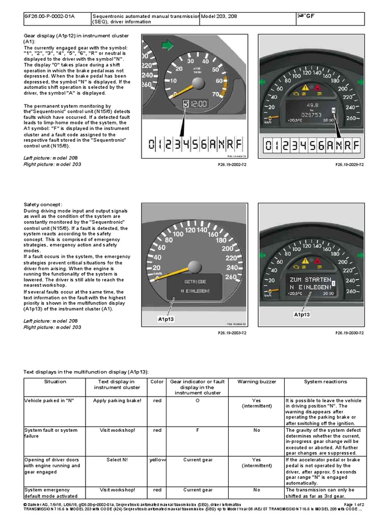 Sequentronic Automated Manual Transmission Driver Information | PDF ...