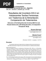 Resultados del Inventario EDI-II en Adolescentes Tardías Femeninas