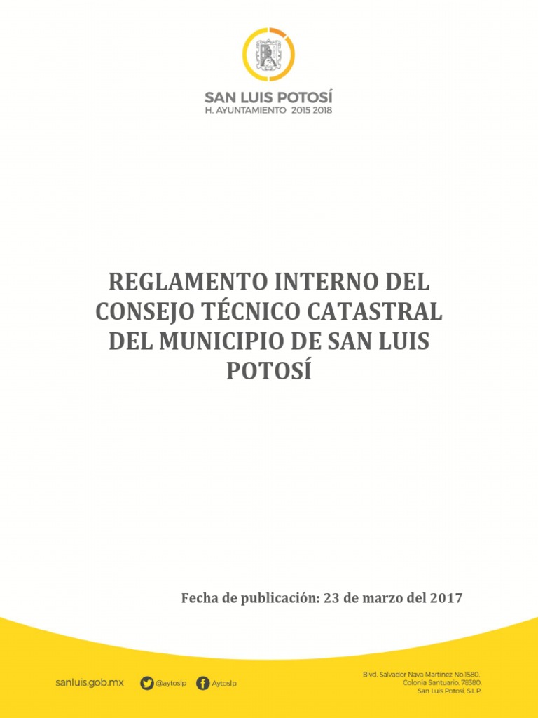 Reglamento Interno del Consejo Catastral SLP | PDF | Gobierno local ...