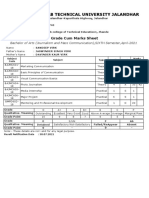 I.K.Gujral Punjab Technical University Jalandhar: Grade Cum Marks Sheet