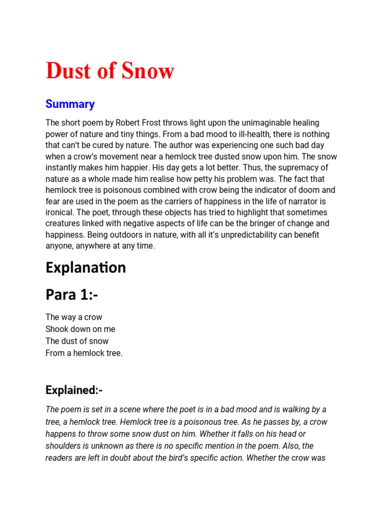 Dust of Snow PDF