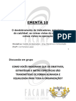 Ementa 10 - O Desdobramento de Indicadores