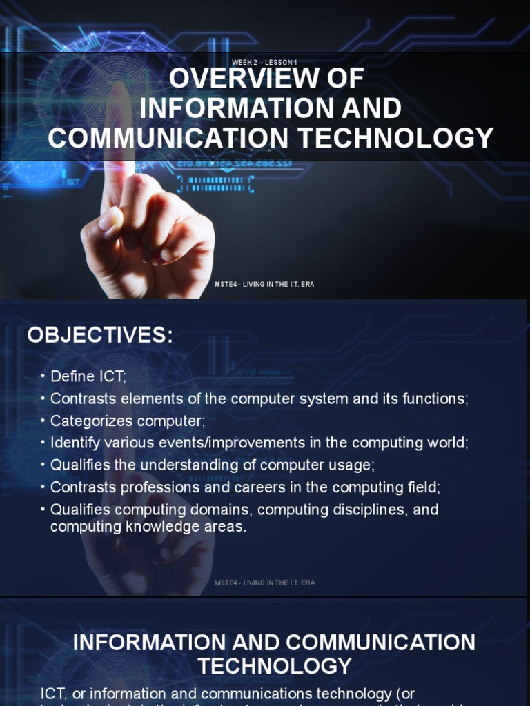 Lesson 1 (Overview of ICT) PDF Computer Program Programming