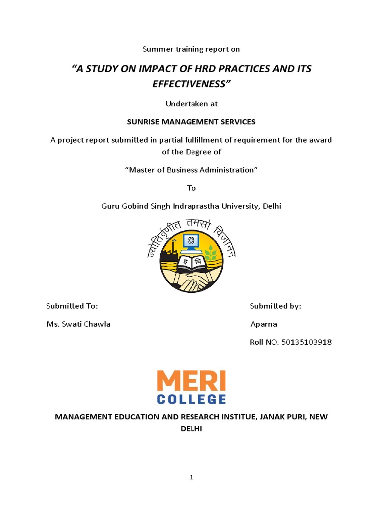 HRD Practices Effectiveness Study Report | PDF | Human Resource ...
