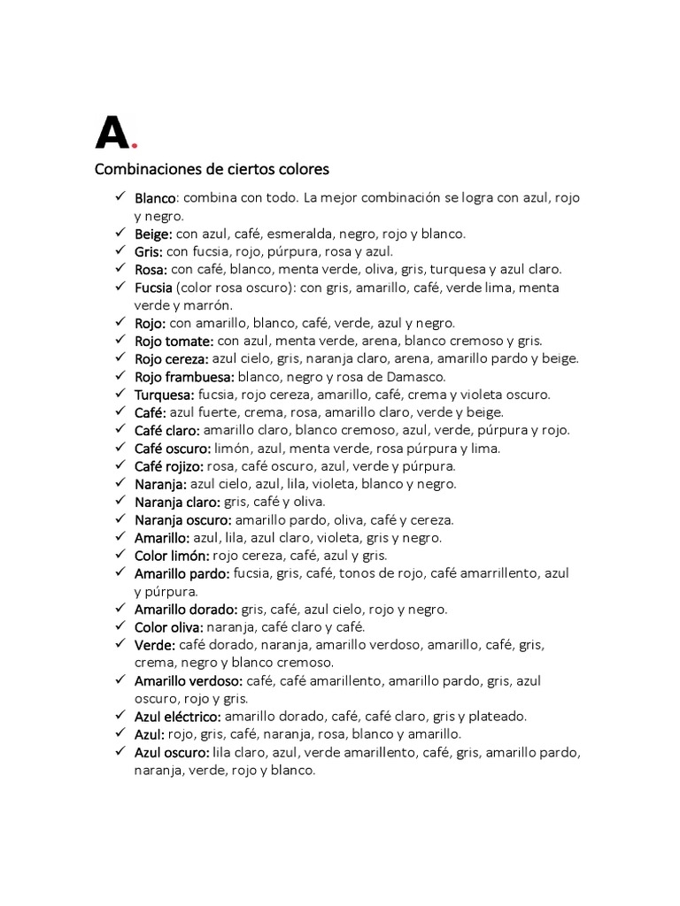 Combinaciones de Color | PDF