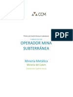 Operador Mina Subterránea: Minería Metálica