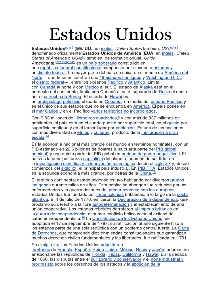 Estados Unidos | PDF | Los Estados Unidos | Colonización europea de las ...