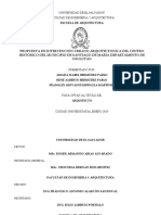 Propuesta de Intervención Urbano Arquitectónica Del Centro Histórico Del Municipio de Santiago de María Departamento de Usulután