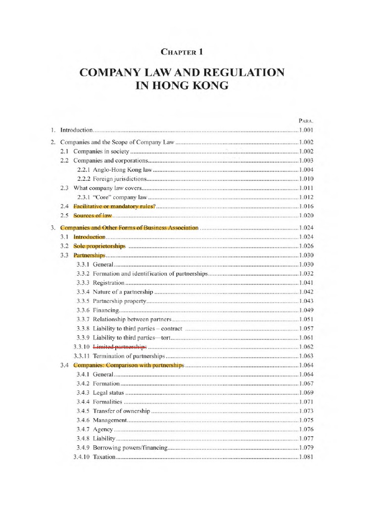 1 Company Law and Regulation in Hong Kong | PDF | Sole Proprietorship ...