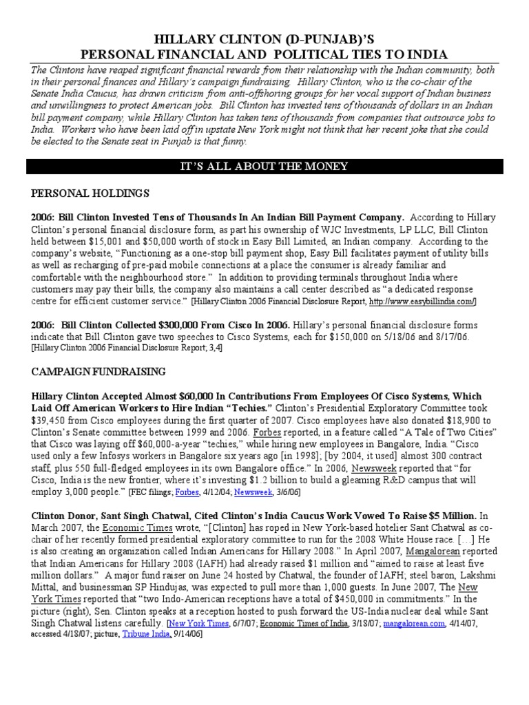 Memo 1 | PDF | Hillary Clinton | American Government