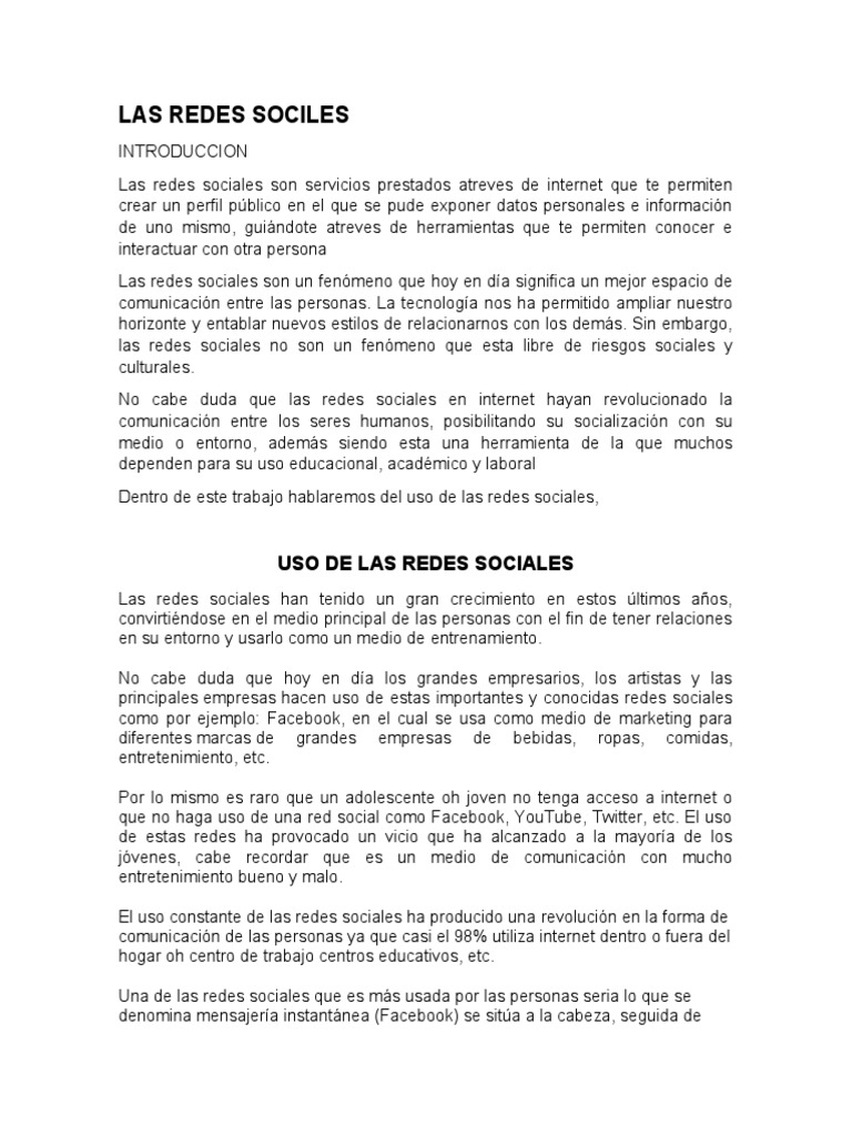 Ventajas y riesgos de las redes sociales | PDF | Servicio de redes ...