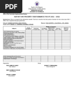 Report On Students Performance For Sy 2021 2022