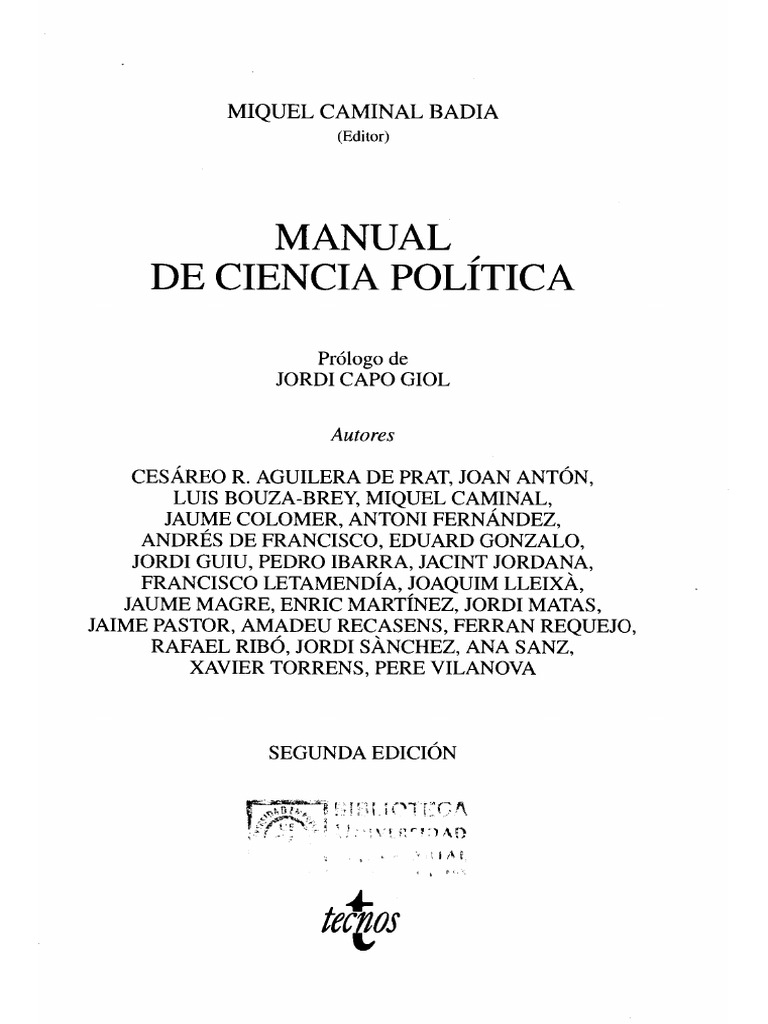 Manual de Ciencia Política by Miquel Caminal Badia | PDF