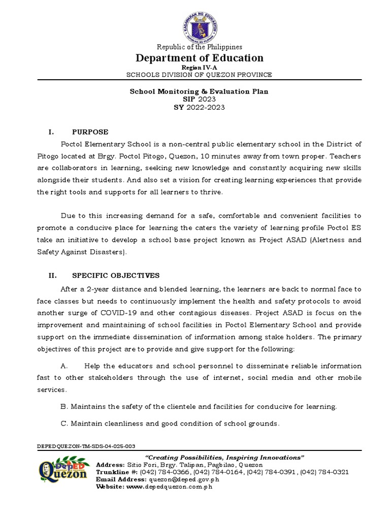 Poctol ES Project ASAD Plan 2023 | PDF | Learning