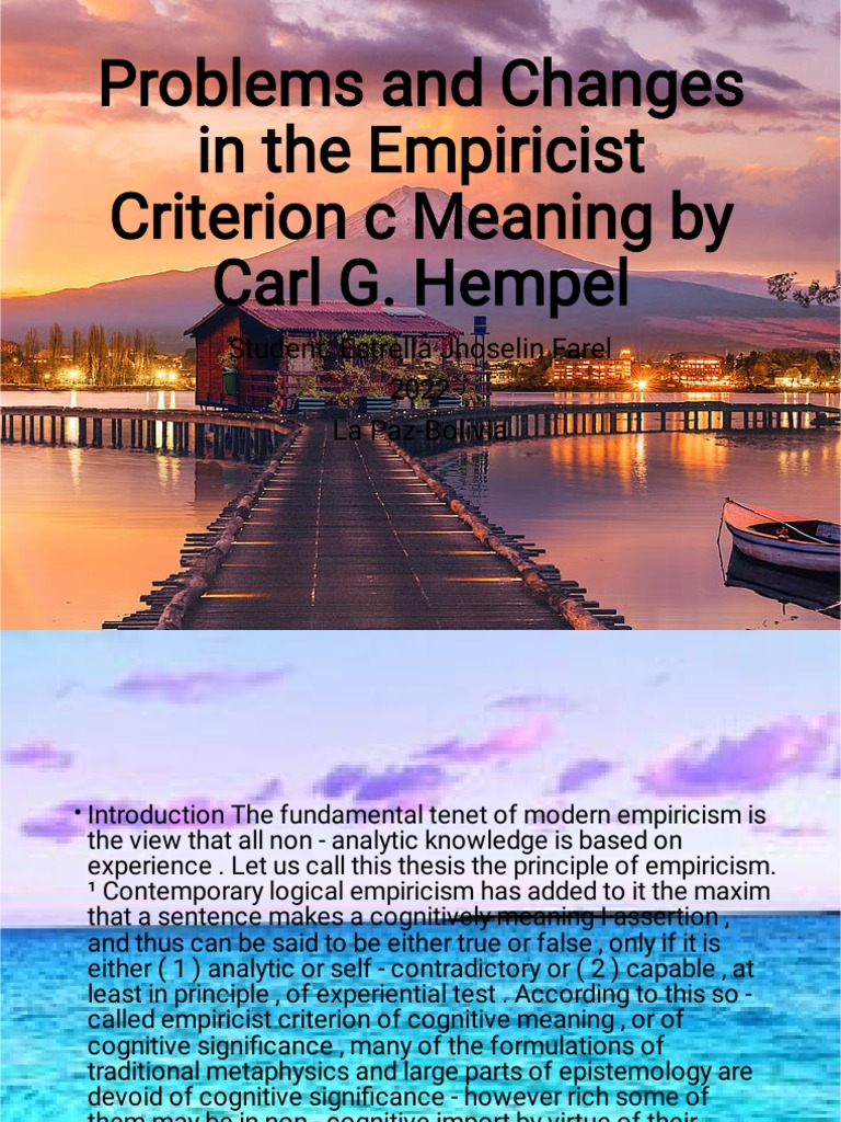 Problems and Changes in The Empiricist Criterion C Meaning. Estrella J