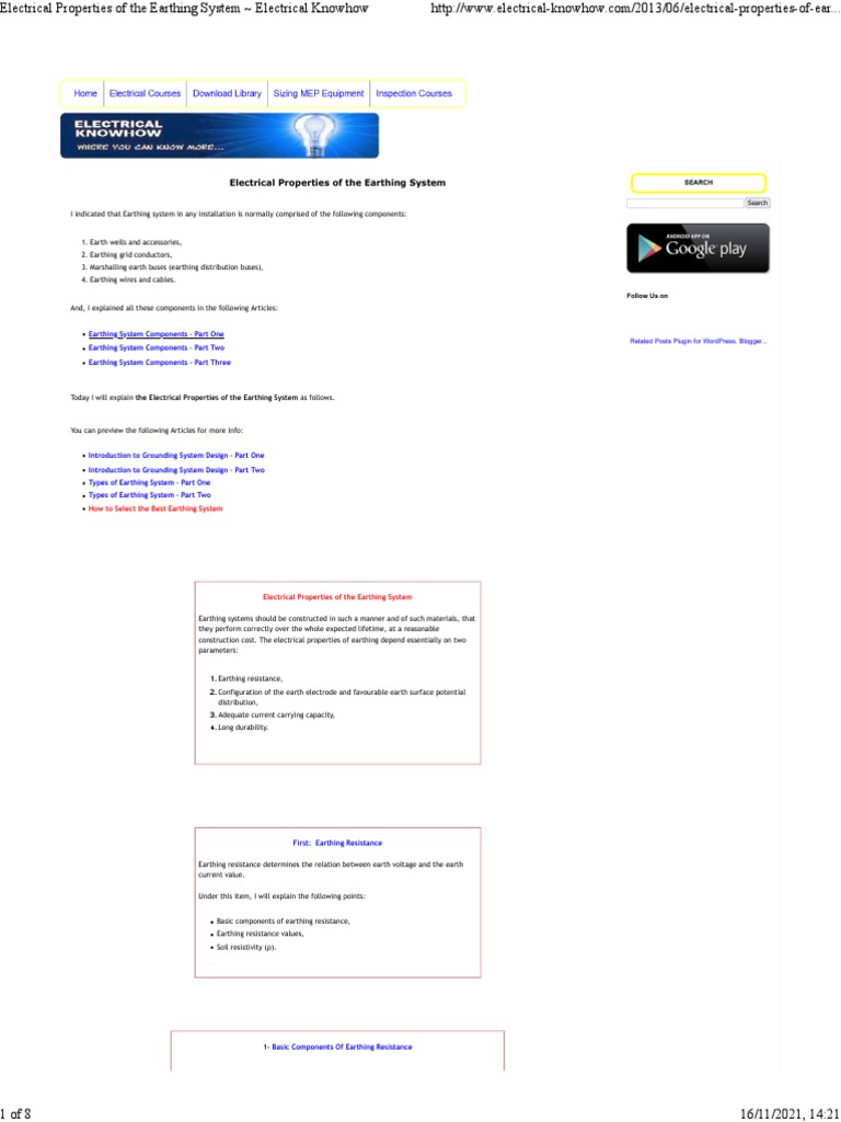 Electrical Properties of The Earthing System | PDF | Corrosion ...