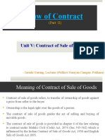 Unit V Contract of Sale of Goods