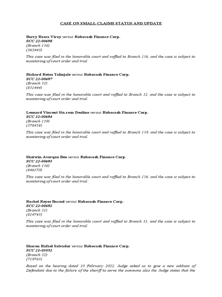 Case Status and Update PDF Trials Public Sphere