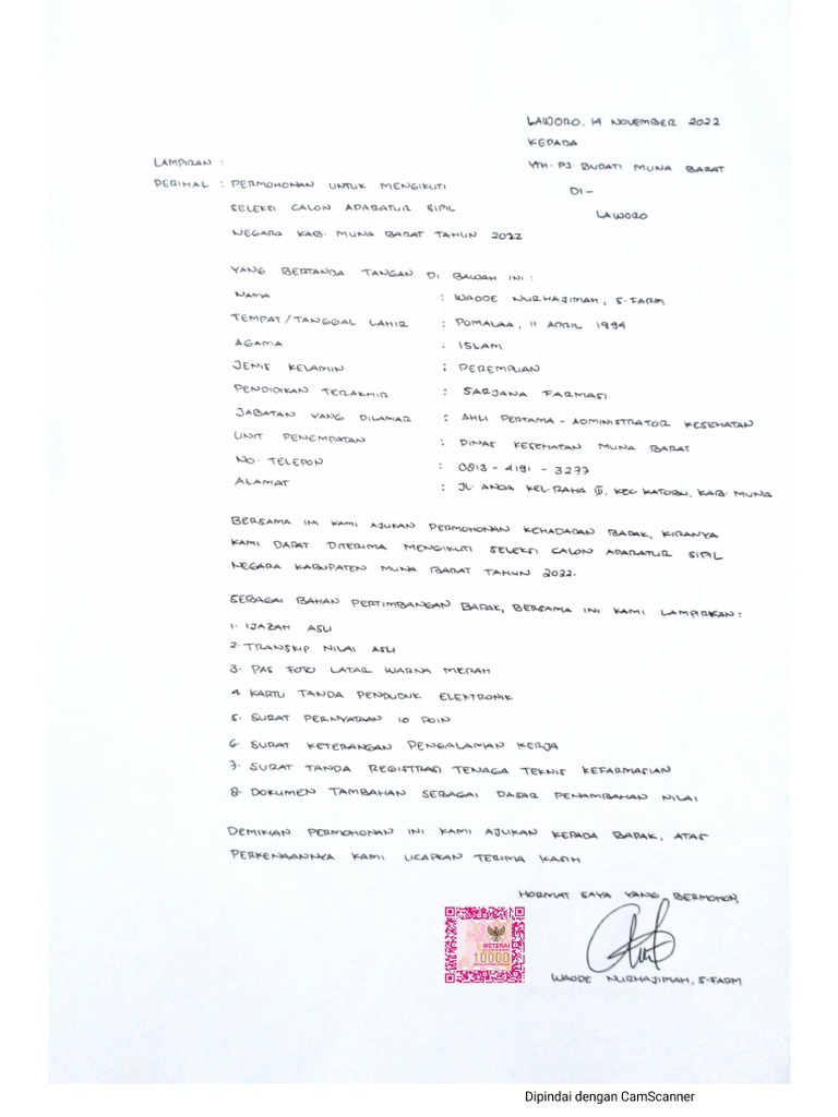 Surat Lamaran Ematerai | PDF