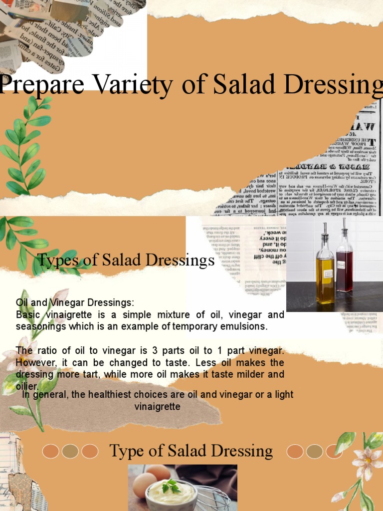T.l.e9 T7 Prepare A Variety of Salads and Dressings PDF Mayonnaise