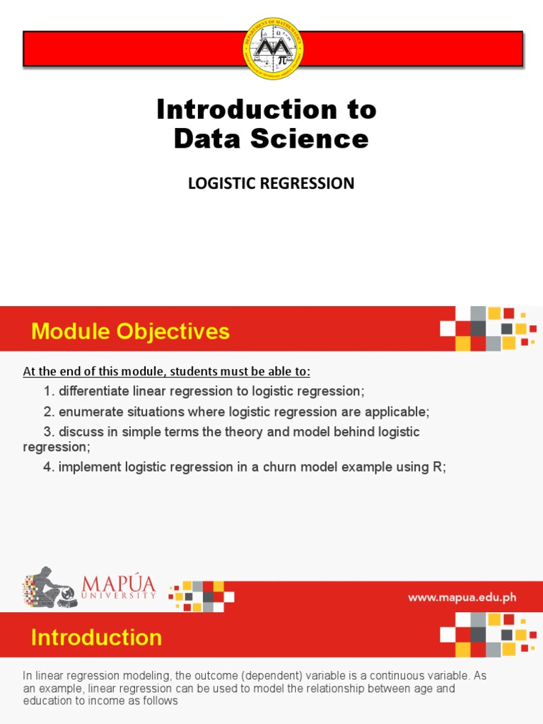 Lesson 7 Logistic Regression | PDF | Logistic Regression | Regression ...