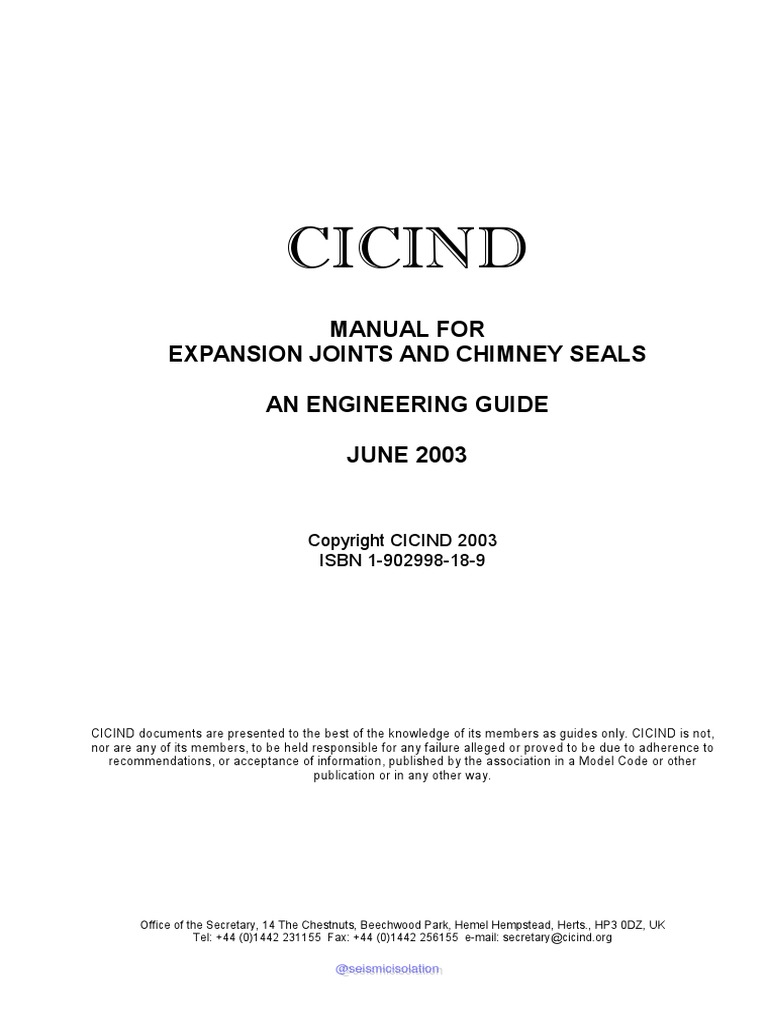 Cicind Manual For Expansion Joints and Chimney Seals An Engineering