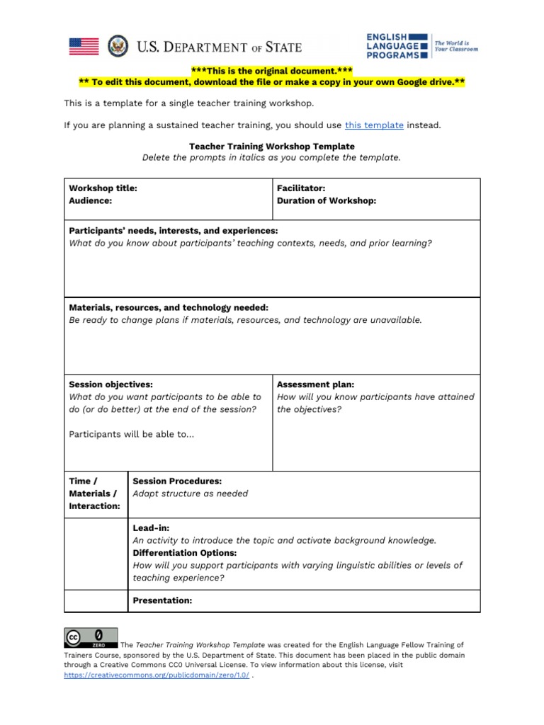 Teacher Training Workshop Template | PDF | Teaching Method | Teacher ...