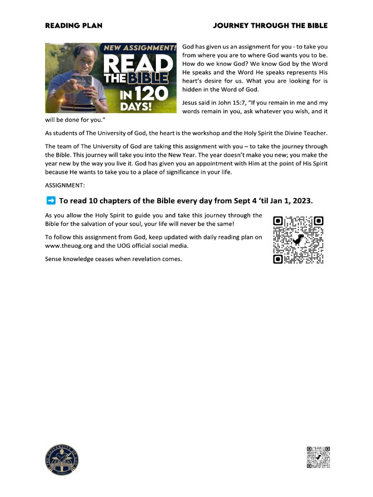 120-Day Bible Reading Plan | PDF | Book Of Numbers | Books Of Chronicles