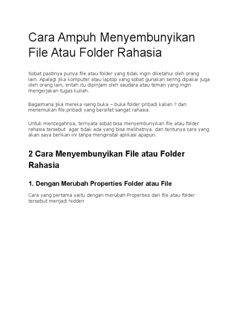 Cara Menyembunyikan File dan Folder | PDF | Seni
