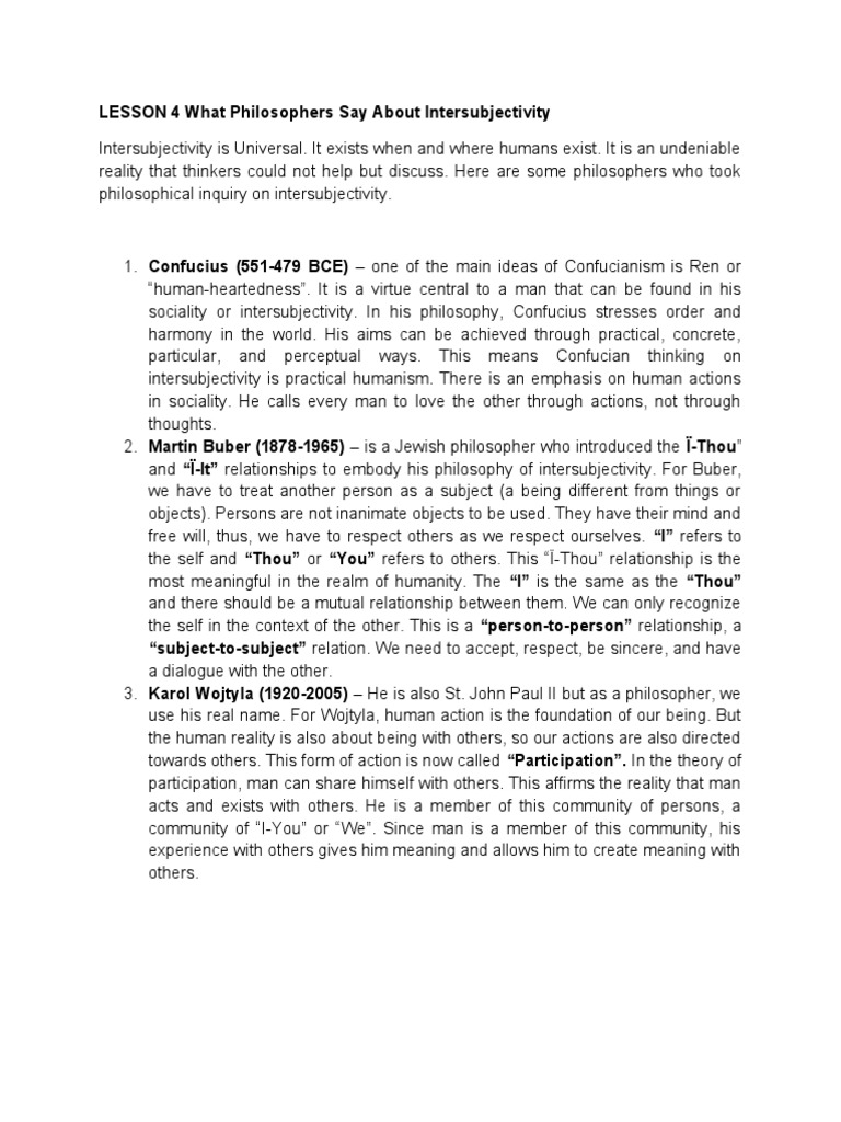 Philosophers on Intersubjectivity | PDF