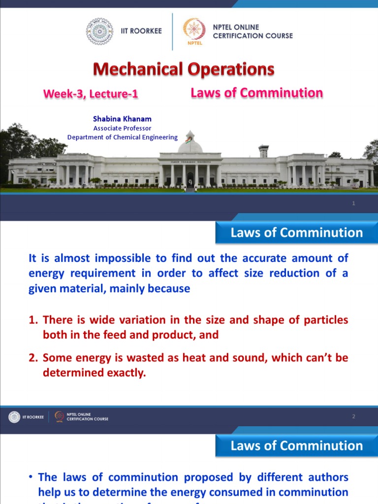 Lecture 1 Laws Of Comminution Pdf Mill Grinding Secondary