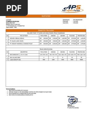 TRUCKING RATE - PT. ASTHA PRIMA SEMESTA