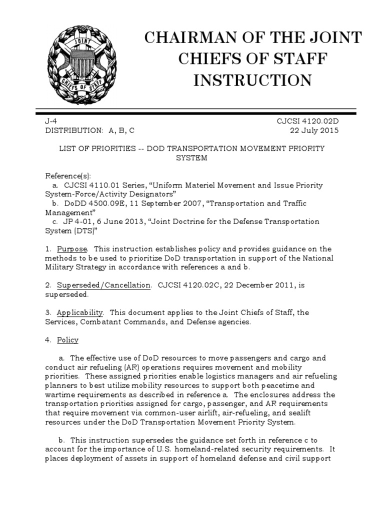 DoD Transport Priority Guide | PDF | United States Department Of ...