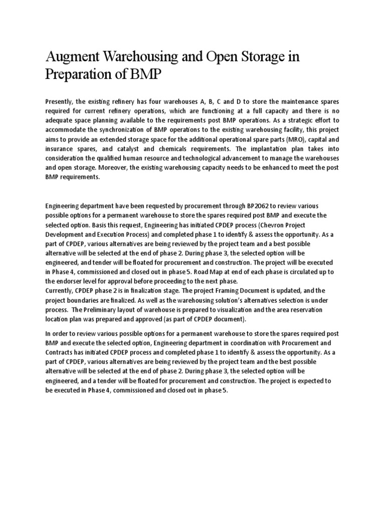 Augment Warehousing and Open Storage PDF Warehouse Procurement