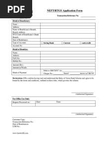 Union Bank of India RTGS Form UBI NEFT Form PDF