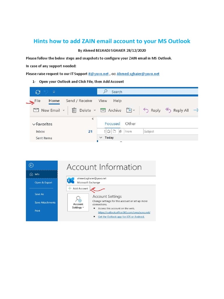 Configure ZAIN Email in MS Outlook | PDF