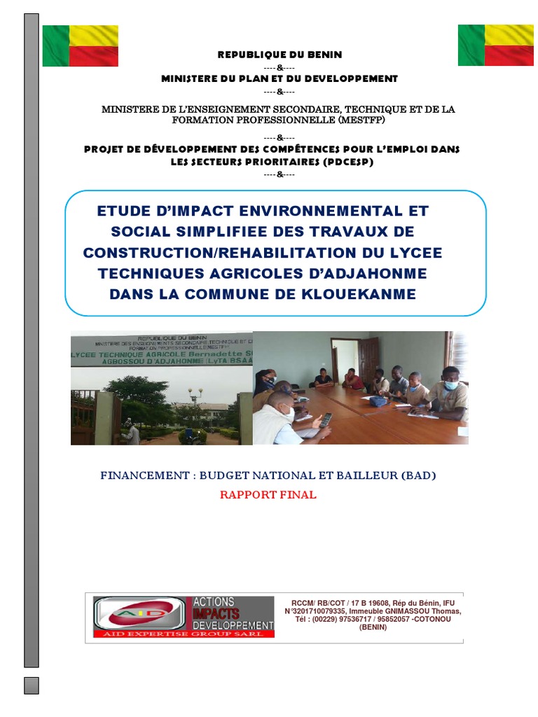Rapport Eies Adjahonme | PDF | Environnement naturel | Risque
