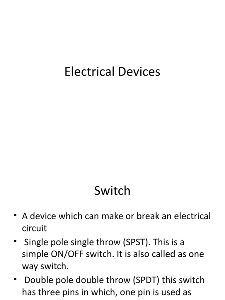 Overview of Electrical Devices and Components | PDF