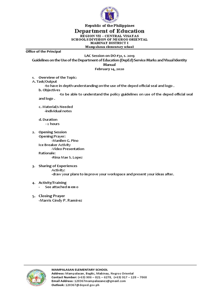 LAC Session on DepEd Seal Use | PDF