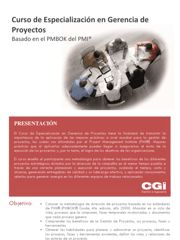 Curso de Especialización en Proyectos PMI | PDF | Profesional en el ...