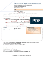 Résolution D'équation Du 2nd Degré - Cours Et Exercices - Élève V2