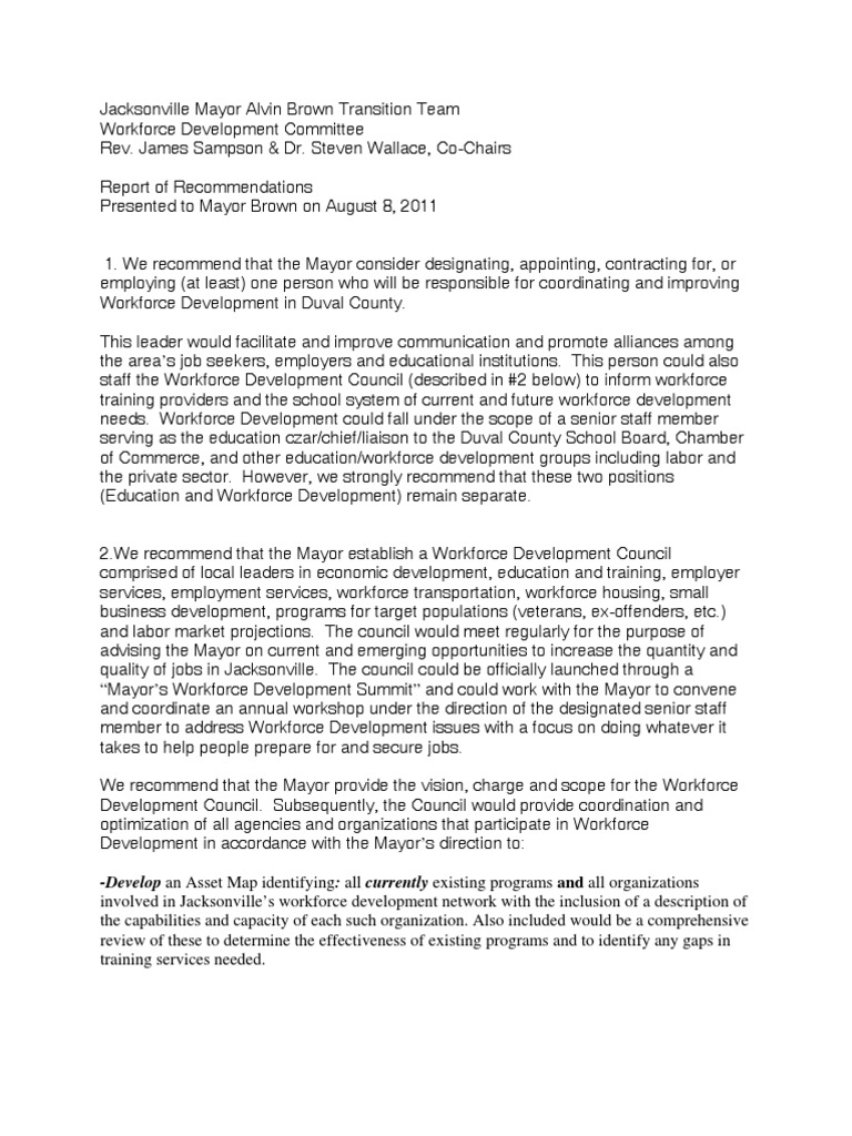 Workforce Development Transition Policy Committee Report | PDF ...
